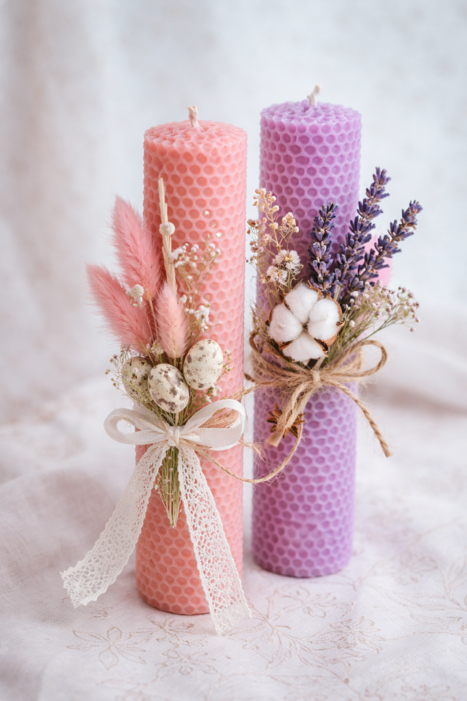 Свічки з вощини, зроблені на майстер-класі від Творчої мозаїки